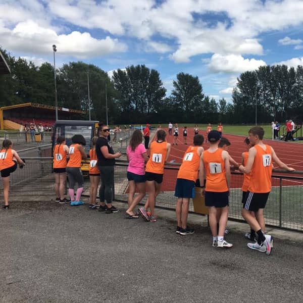 Children at track and field event