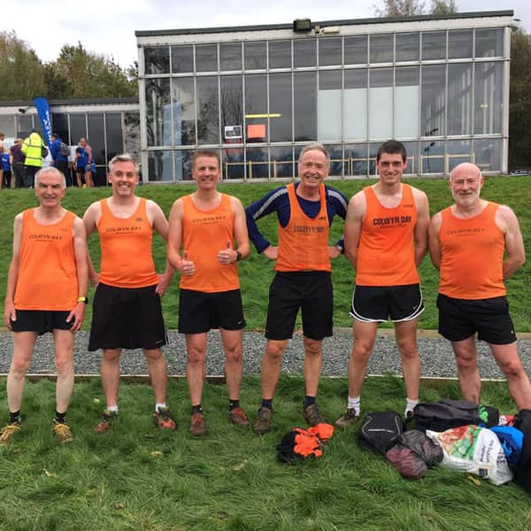 Group of senior male runners in North Wales