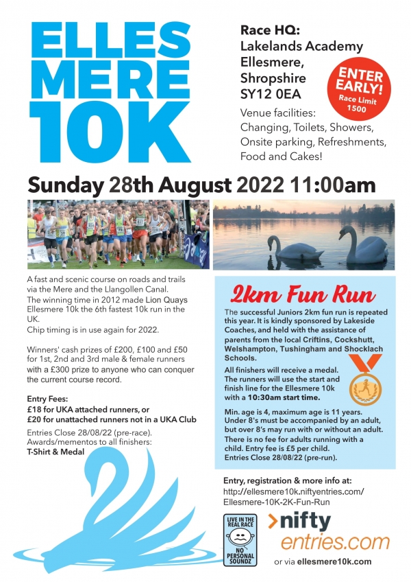 Lion Quays Ellesmere 10K & Lakeside Coaches 2K Fun Run